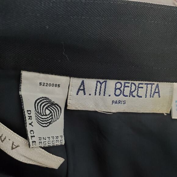 Vintage A.M. Beretta Paris Pencil Skirt Size 4 Black Light Wool Career Office - Picture 4 of 11